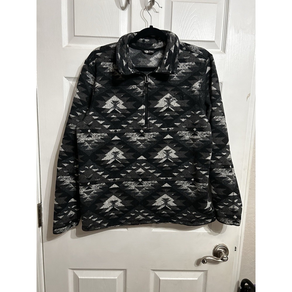 The North Face L Quarter Zip Fleece Pullover Better Sweater Aztec Black Gray